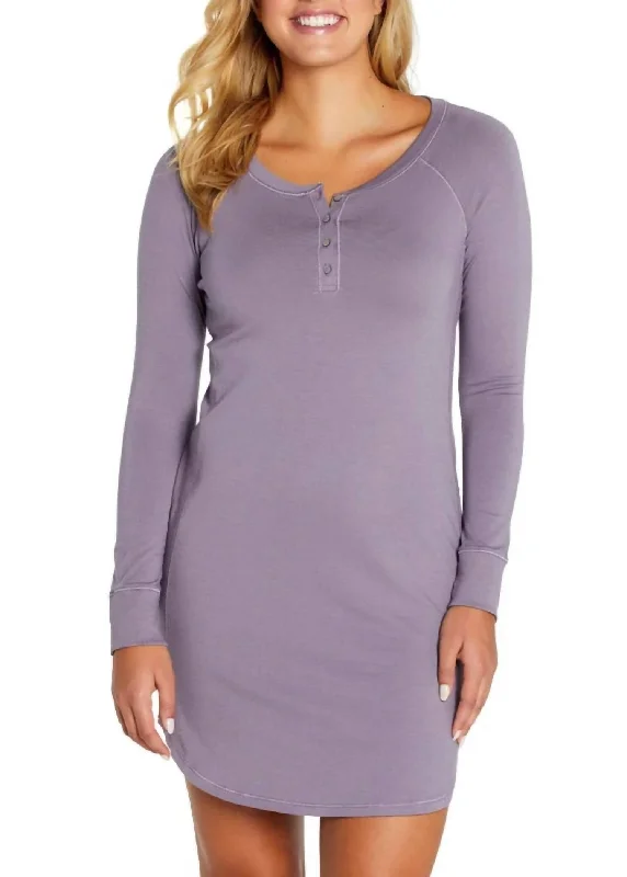 Fall Sale, Prices Drop Olivia Long Sleeve Henley Lounge Dress In Heritage Winter Warm - Up Sale