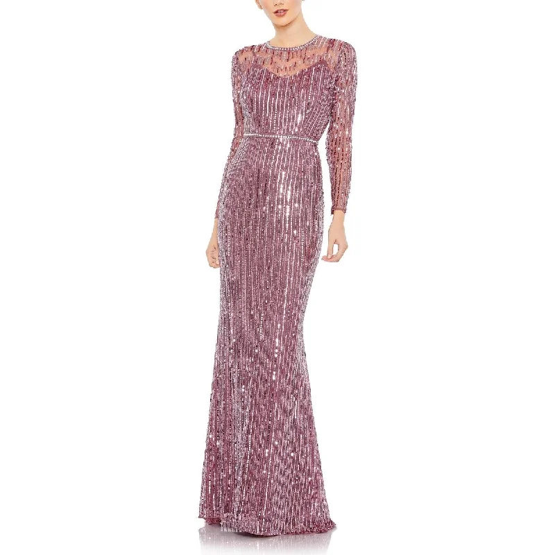 Unleash Your Fashion Womens Sequined Long Sleeves Evening Dress Effortless Comfort