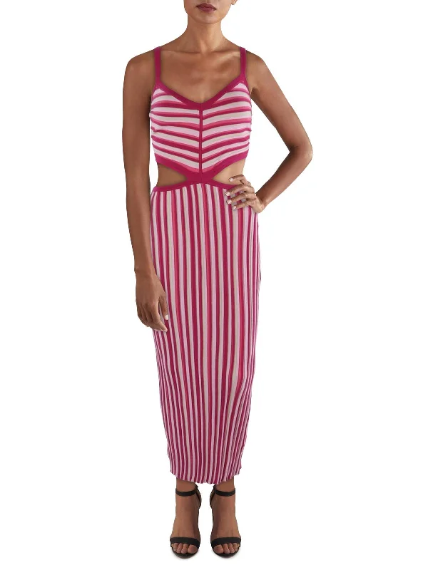 Step Ahead, Lead The Trend Artemis Womens Striped Cut-Out Bodycon Dress Y2K Nostalgic Fashion Look