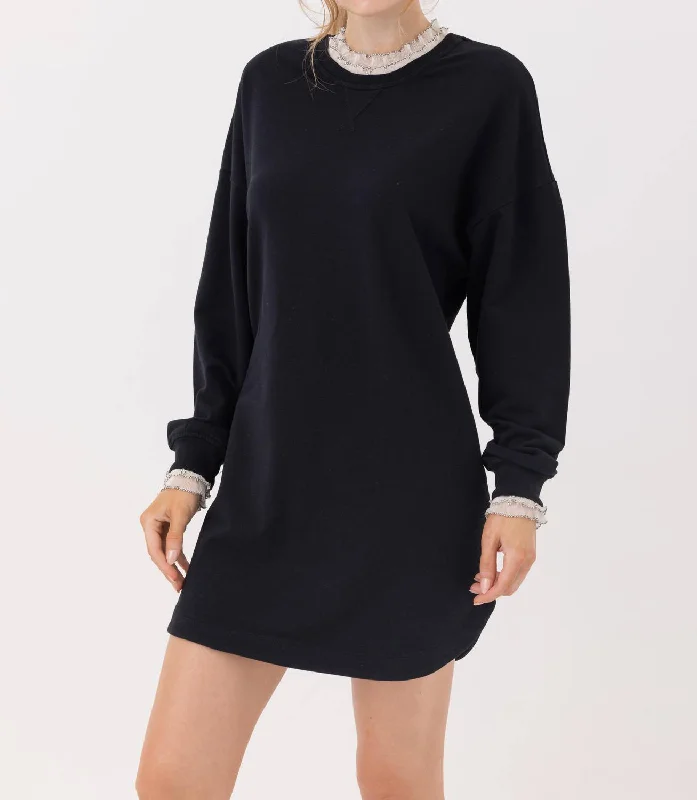 Trend Forward Threads Basel Long Sleeve Dress In Black Modern Romance