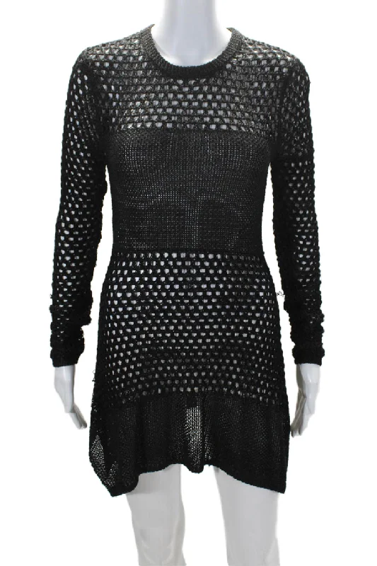 Catch Every Fashion Trend Proenza Schouler Womens Long Sleeves A Line Sweater Dress Black Vintage Elegance