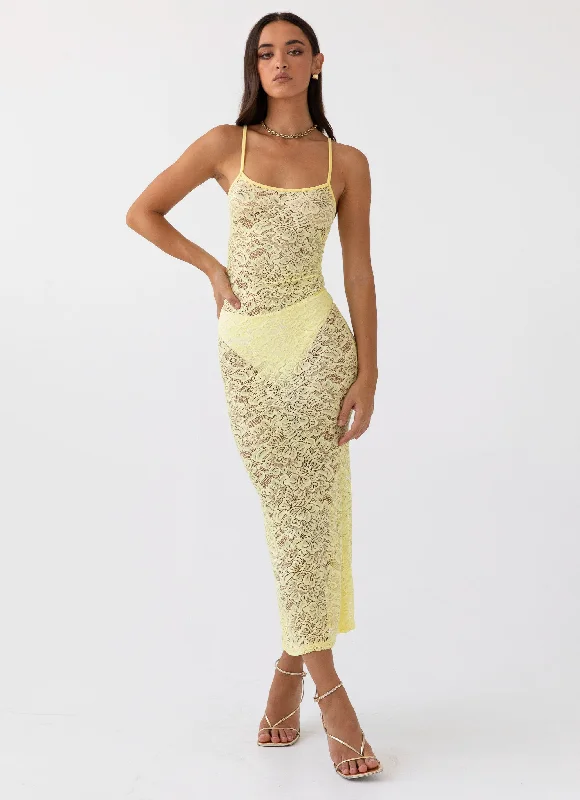 Chic Style, Always In Vogue Leona Lace Maxi Dress - Canary Elevated Style