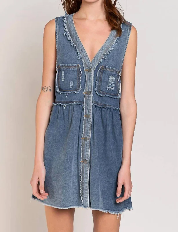 Stylish Deals Sleeveless Dress In Denim Great Deals on Ethnic Cultural Wear