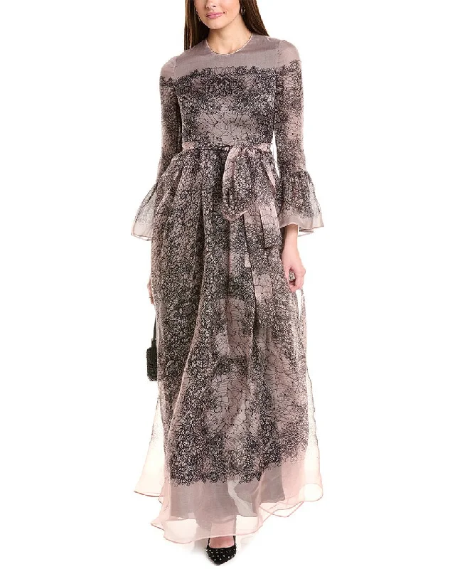 Trendy Looks On Sale Valentino Lace Printed Silk Evening Gown Elegant Contour