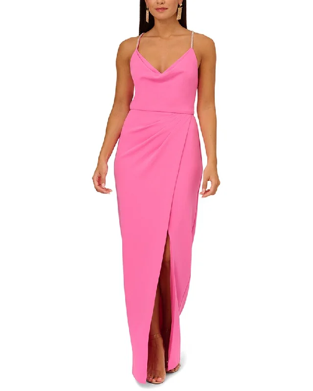 Glamorous Fashion Offers Aidan Mattox Cowl Neck Column Gown Casual Weekend Relaxed Style