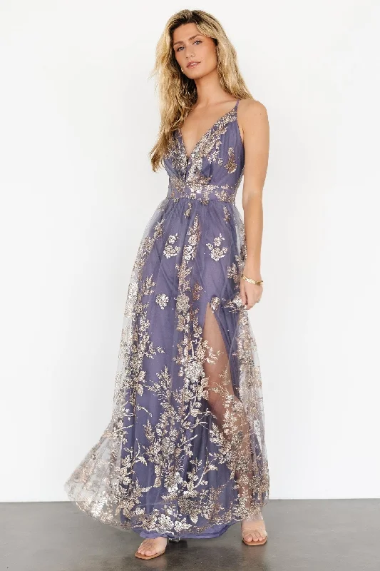 Fashion Sale Lucienne Shimmer Maxi Gown | Blue + Gold Limited - Time Bundle