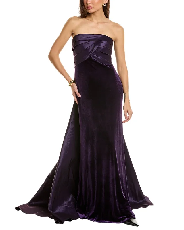 Sophisticated Fashion Tadashi Shoji Mixed Media Gown Contemporary Elegance