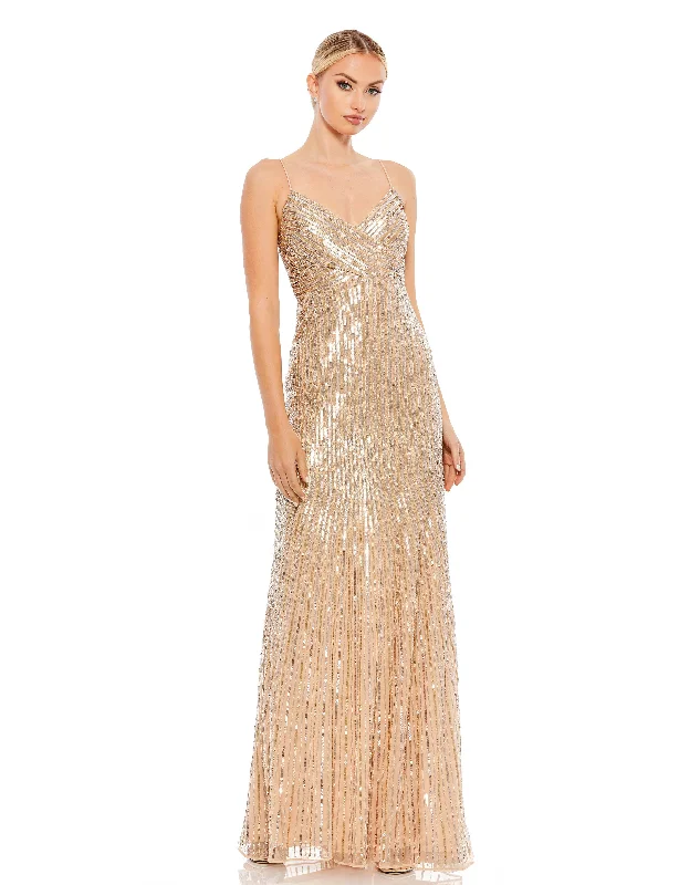 Luxe Style Discounts Sequin Spaghetti Strap Gown Casual Elegance