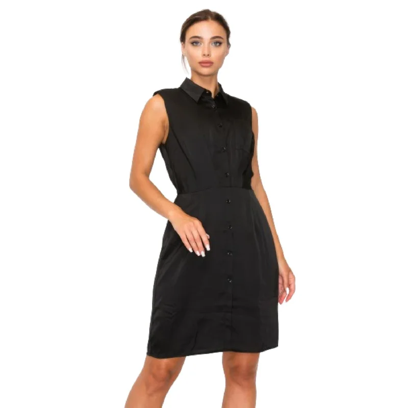 Crazy Discounts, Hurry Up Button-down Pleated Shirt Dress Casual Elegance