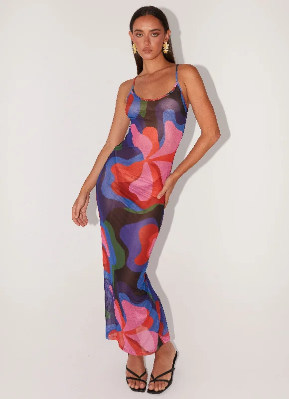 Exclusive Deals Online Love On The Run Maxi Dress - Floral Fantasy Feminine Soft - Hued Styles