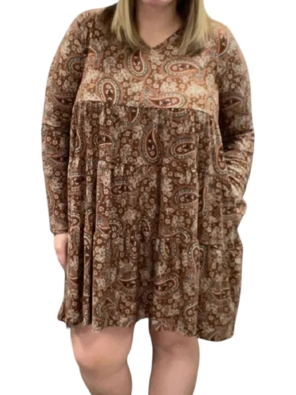 Summer Deals Paisley Long Sleeve Dress In Mocha Nordic Minimalist Home Look