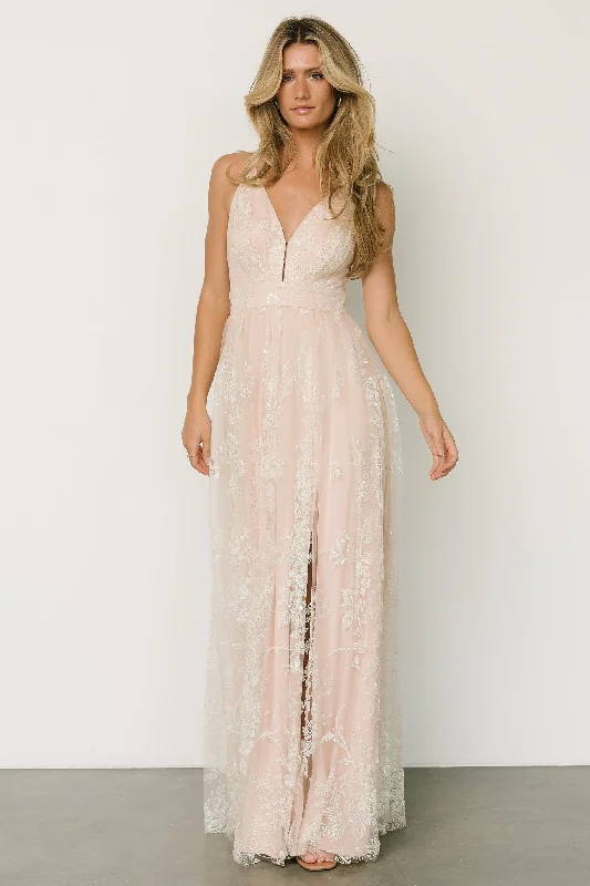 Latest Trends Lucienne Shimmer Maxi Gown | Ivory Vibrant Prints