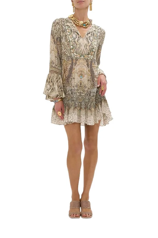 Sale Event, Prices Rock Frill Hem Long Sleeve Dress In The Throne Room Limited Quantities