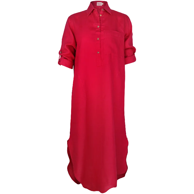 Feminine Style Promotions Melissa Maxi Shirt Dress Fushia Update with Cottagecore Styles