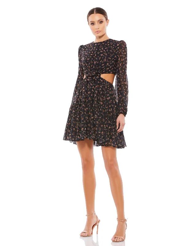 Discover Now Front Bow Cut Out Long Sleeve Dress Grab Romantic Date - Night Styles Now