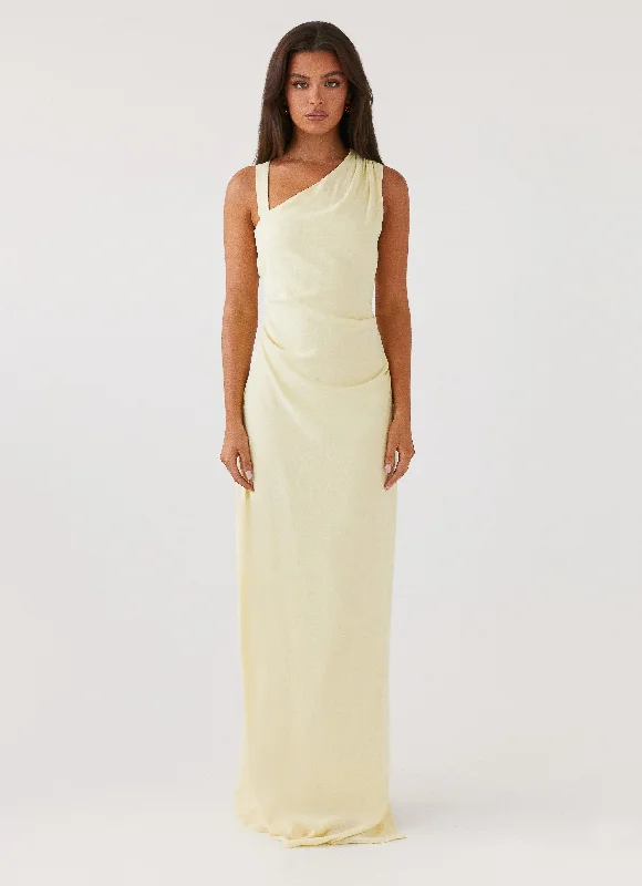 Flash Sale Fever Daffodil Charm Linen Maxi Dress - Sunflower Yellow Effortless Comfort