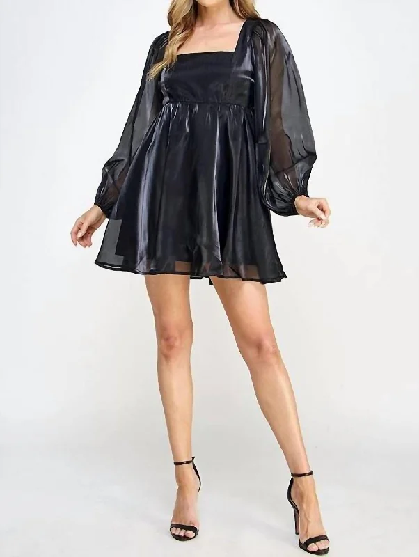 Stupidly Low Prices Long Sleeve Babydoll Dress In Black Clearance Event