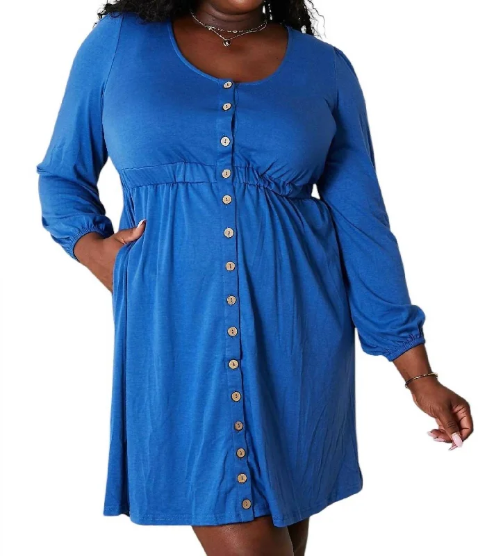 The Latest Trends Enchanting Elegance Long Sleeve Dress In Royal  Blue Save on Inspired Styles