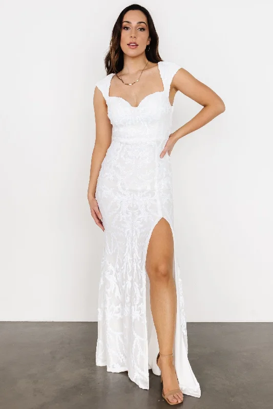 Save Big Kylene Sequin Maxi Gown | White Charming Silhouette