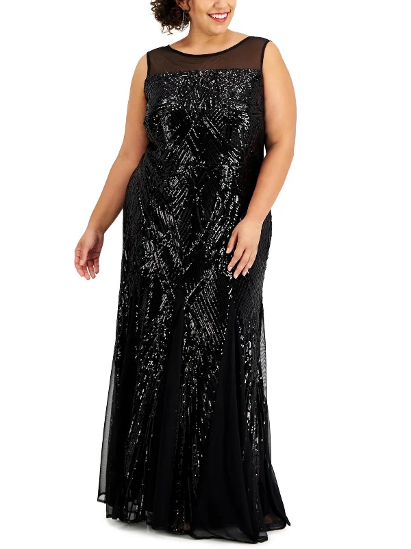 Special Offer Plus Womens Sequin Sleeveless Evening Dress Seasonal Trend