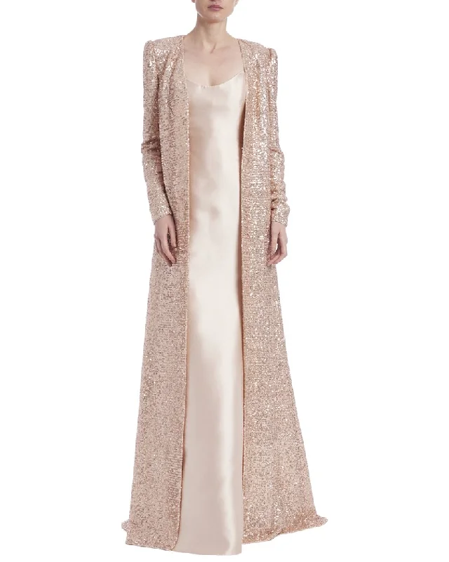 Unleash Your Fashion Badgley Mischka Sequin Duster Set Gown Sophisticated Cut