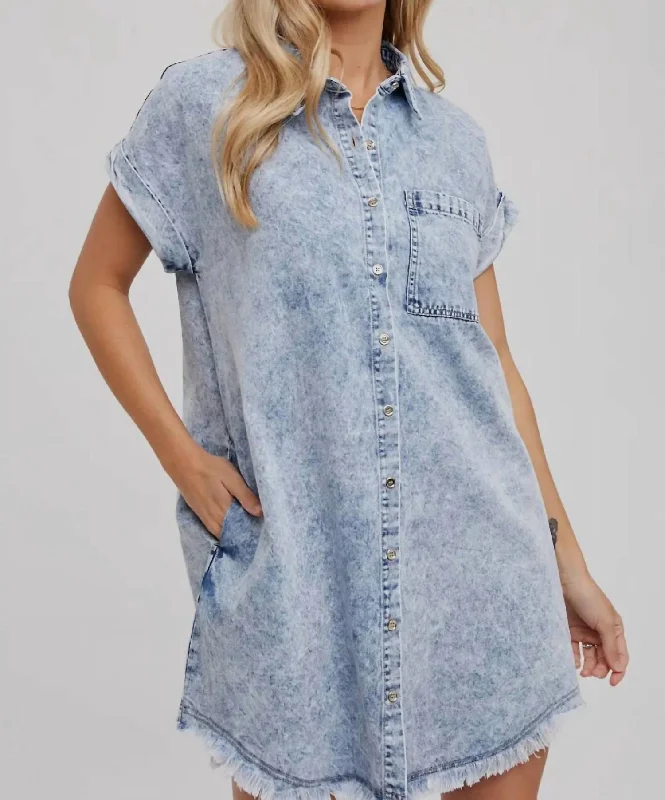 Cool Prices Denim Shirt Dress In Acid Wash Beat the Heat in Tropical Styles