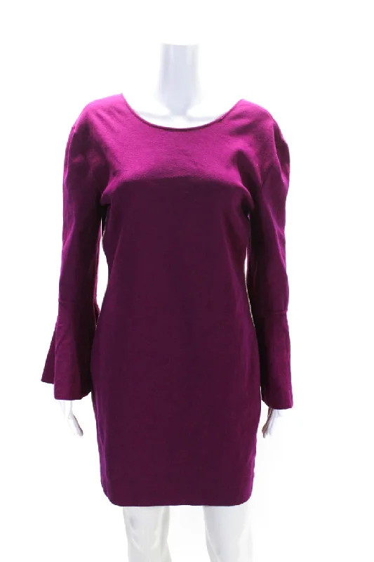 Statement Fashion Offers Emilio Pucci Womens Fuschia Wool Crew Neck Long Sleeve Sweater Dress Chic Urban Fashion Look