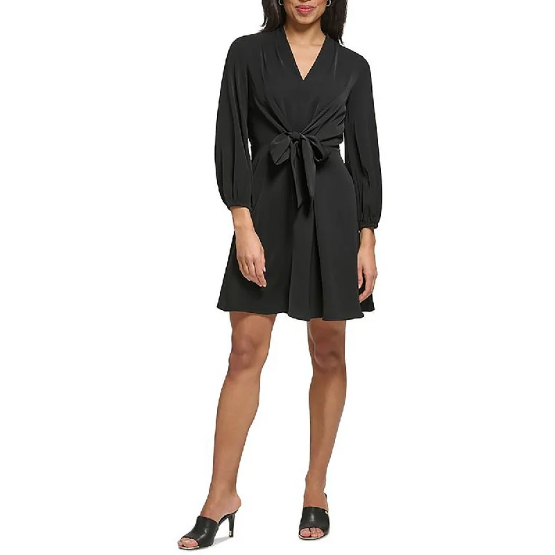 Timeless Elegance Redefined Womens Drapey Long Sleeve Wear To Work Dress Graceful Movement