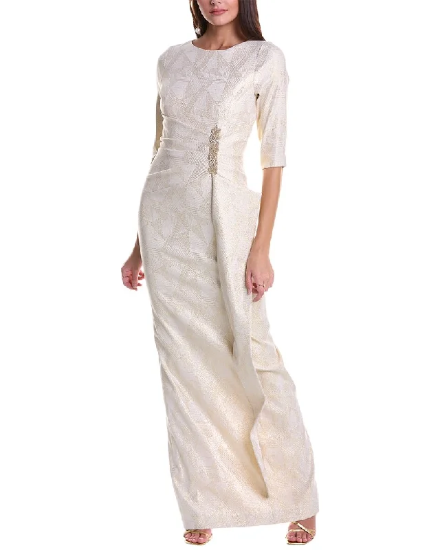 Find Your Unique Flair Teri Jon by Rickie Freeman Jacquard Gown Effortless Sophistication