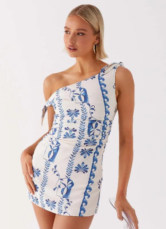 Contemporary Casual Deals Amazonia Linen Mini Dress - Floral Wave Boho - Chic Festival - Ready Style