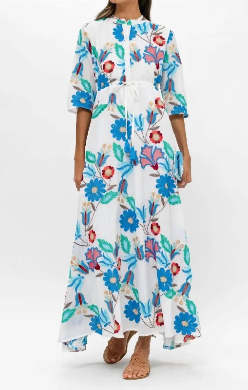 Style Breakthroughs Cinched Maxi Shirt Dress In Multi Monet Rustic Countryside Charm Look