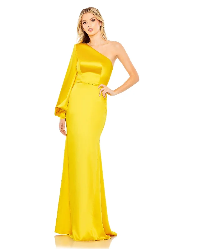 Classic Modern Offers One Shoulder Bishop Sleeve Trumpet Gown Luxury Comfort