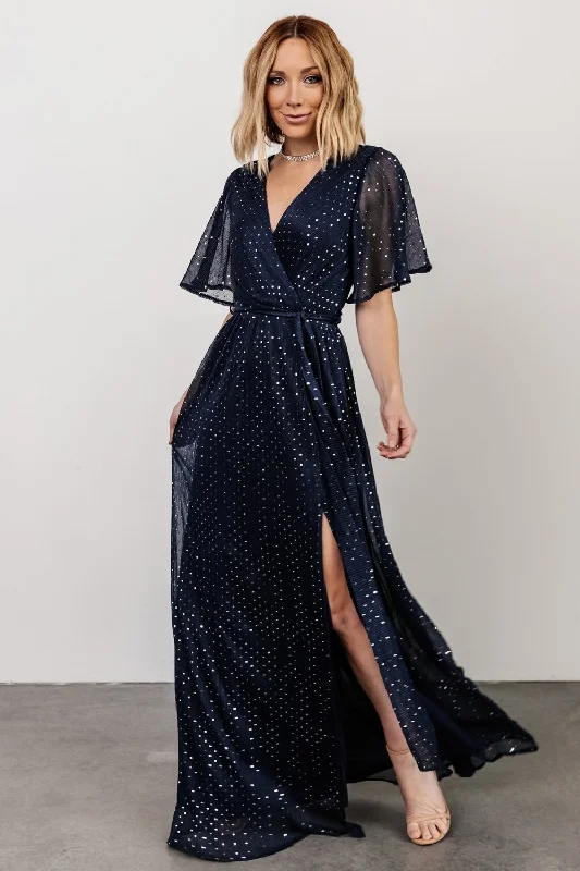 Boutique Styles Grace Sparkle Gown | Navy Bold Patterns