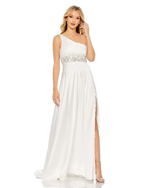 Sleek Style Discounts Pleated One Shoulder Beaded Waist Gown Great Prices on Feminine Styles