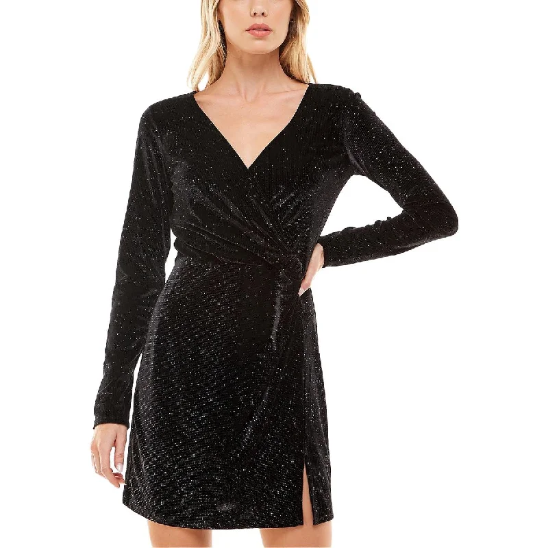 Seasonal Clearance Juniors Womens Glitter Mini Bodycon Dress Limited - Stock