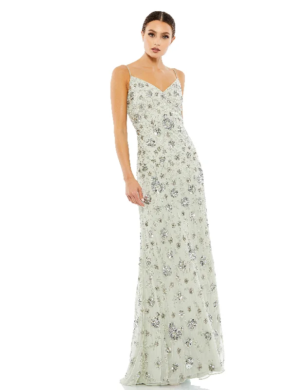 Polished Style Deals Sleeveless Beaded Slip Dress Gown Save on Inspired Styles