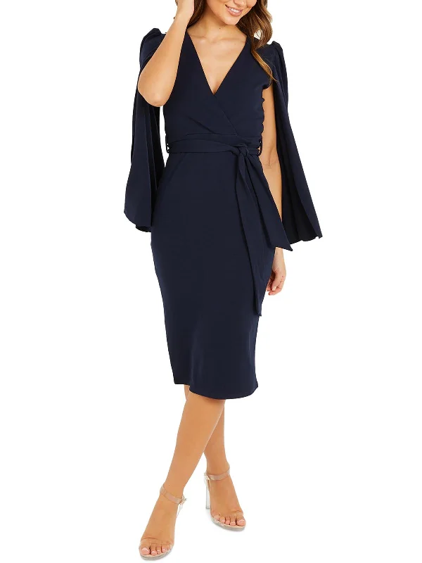 Weekend Exclusive Womens Surplice Solid Bodycon Dress Everyday Glamour