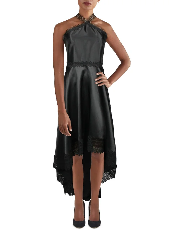 Casual Fashion Mikado Womens Sleeveless Hi-Low Evening Dress Hollywood Glam Award - Show Style