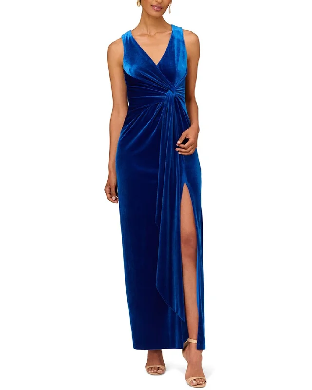 Get The Latest Trends Aidan Mattox Stretch Velvet Column Gown Contemporary Elegance