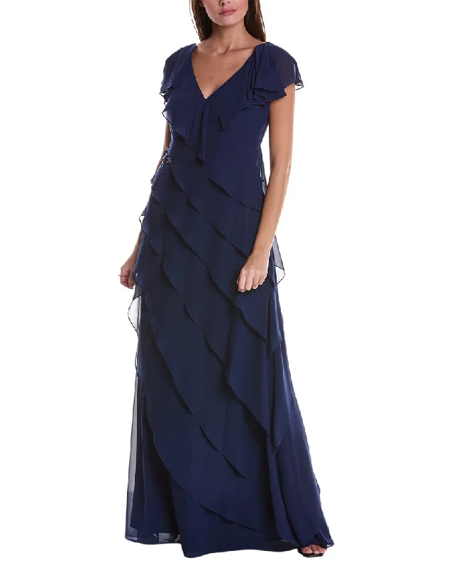 Ends Soon Teri Jon by Rickie Freeman Georgette Gown Graceful Drape