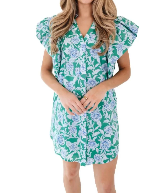 Fashion Frontiers Merritt Shirt Dress In Green Minimalist Office - Ready Style