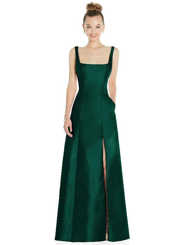 The Latest Trends Sleeveless Square-Neck Princess Line Gown with Pockets Modern Romance