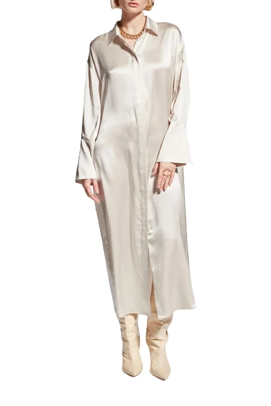 Fresh Styles, Fresh Deals Elsa Shirt Dress In White Sand Now on Sale for Chic Urban Styles