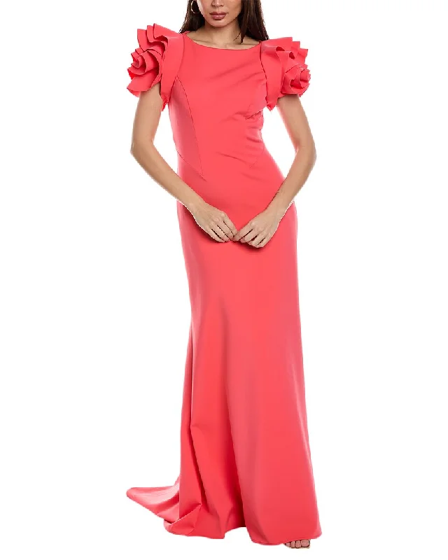 Style Revolution Rene Ruiz Rosette Sleeve Gown Lightweight Fabric