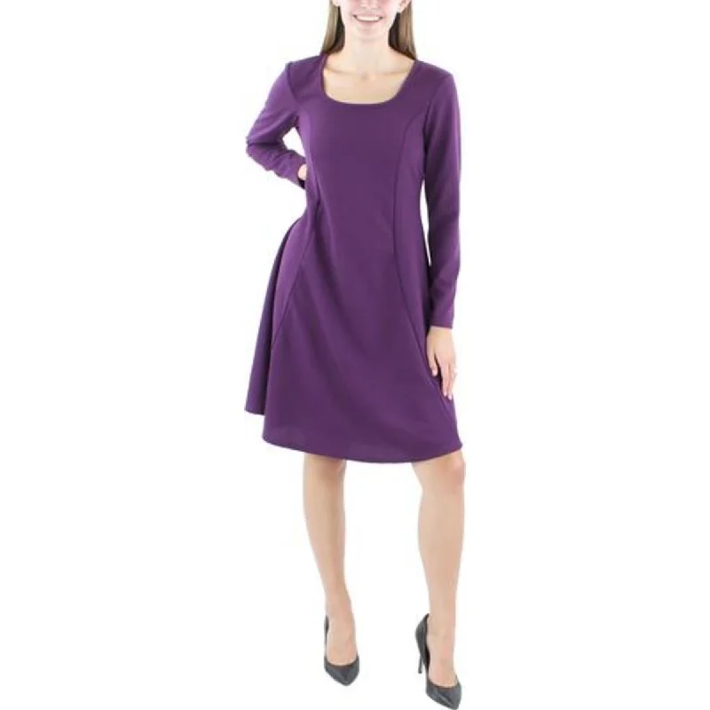 Mega Sales Plus Womens Fit & Flare Long Sleeve Fit & Flare Dress Chic Urban Fashion Look