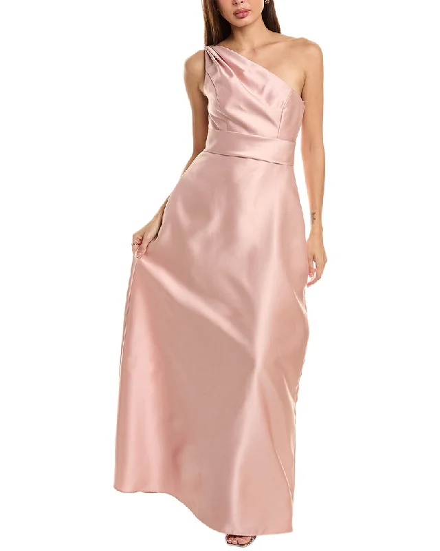 Modern Fashion Sale Alfred Sung Draped One-Shoulder Gown Vintage Retro Party Wear