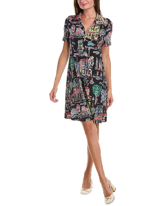 Style Revolution Joseph Ribkoff Funnel Neck T-Shirt Dress Casual Weekend Relaxed Style