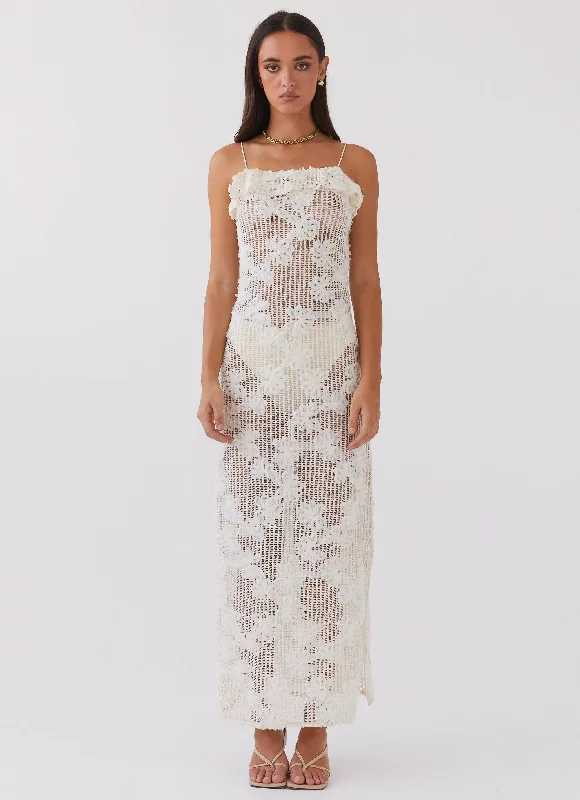 Fresh Styles, Fresh Deals Evangeline Embroidered Maxi Dress - Ivory Tea Graceful Movement