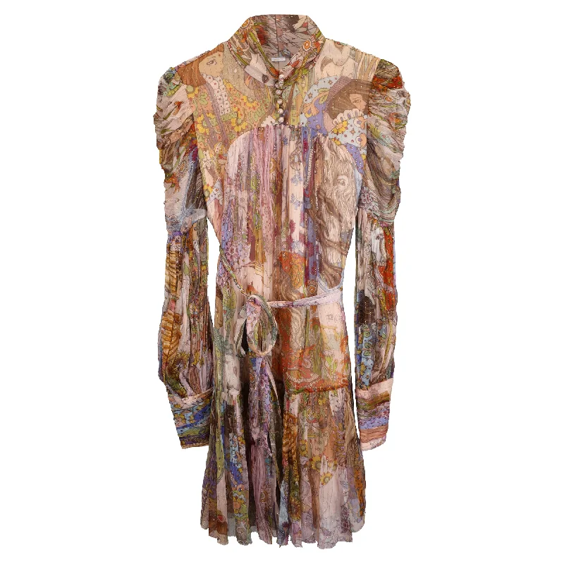 Best-Sellers Zimmermann Mini Kaleidoscope Printed Long Sleeve Dress in Multicolor Silk Boho - Chic Festival - Ready Style