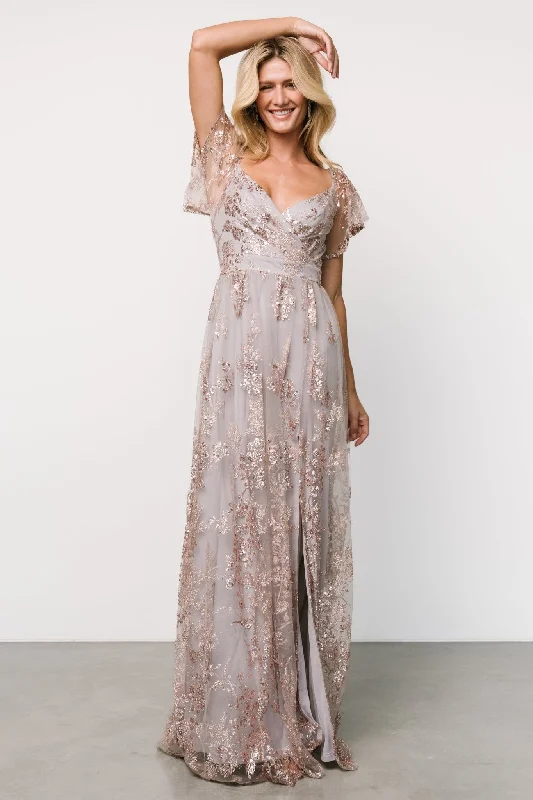 Enjoy Discount Corinne Shimmer Maxi Gown | Lavender Early Access to Art Deco Styles Sale